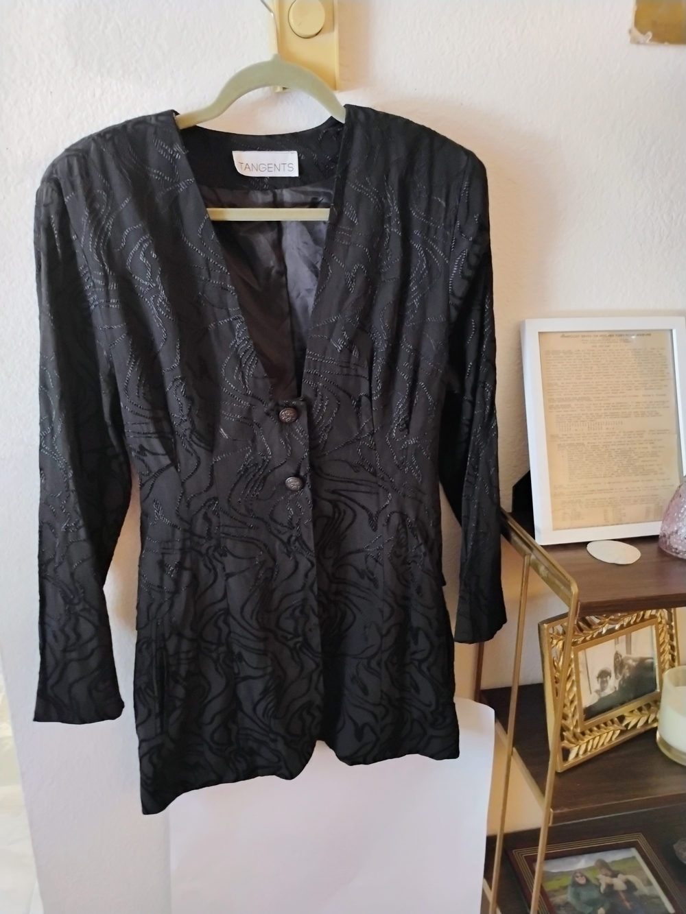 Tangents Black Embroidered Evening Blazer